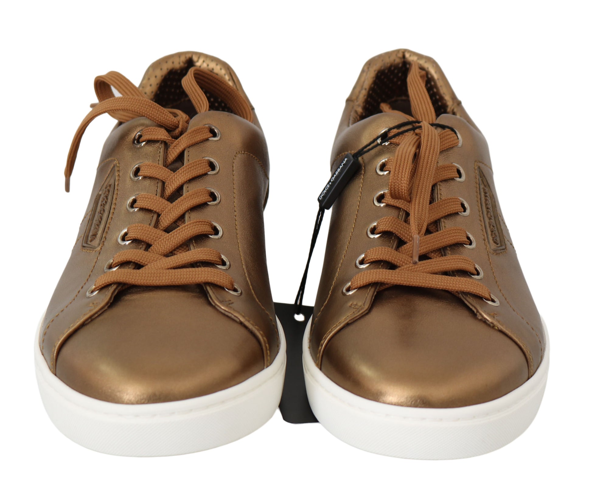Dolce & Gabbana Gold Leather Mens Casual Sneakers Curated Luxury Accessories by Orvyn