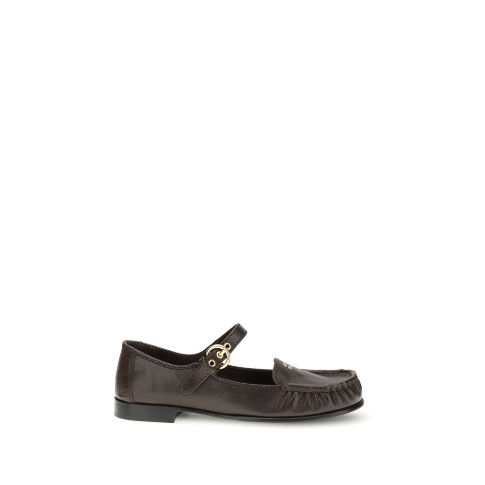 Miu Miu Brown Calf Leather Bos Taurus Slip-On Loafers Curated Luxury Accessories by Orvyn