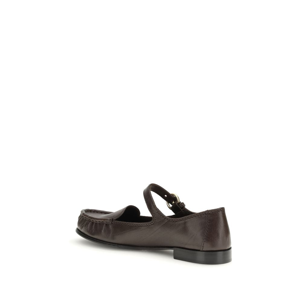 Miu Miu Brown Calf Leather Bos Taurus Slip-On Loafers Curated Luxury Accessories by Orvyn