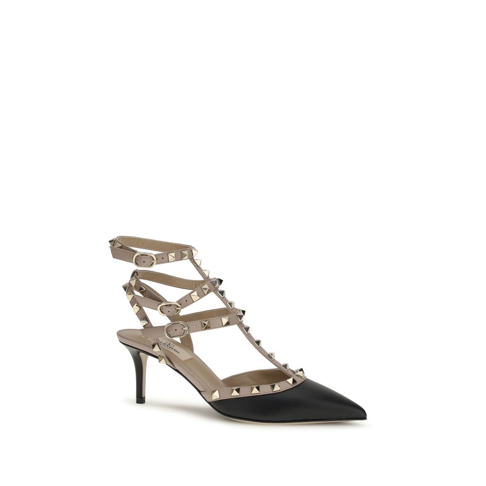 Valentino Garavani Black Calf Leather Bos Taurus Mid Heel Pumps Curated Luxury Accessories by Orvyn