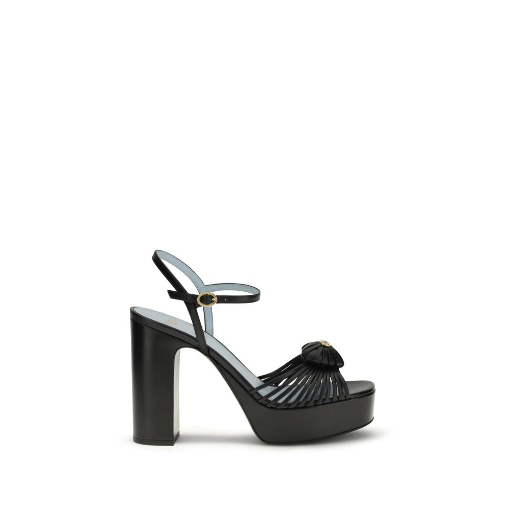 Valentino Garavani Black Goatskin Platform Sandals Curated Luxury Accessories by Orvyn