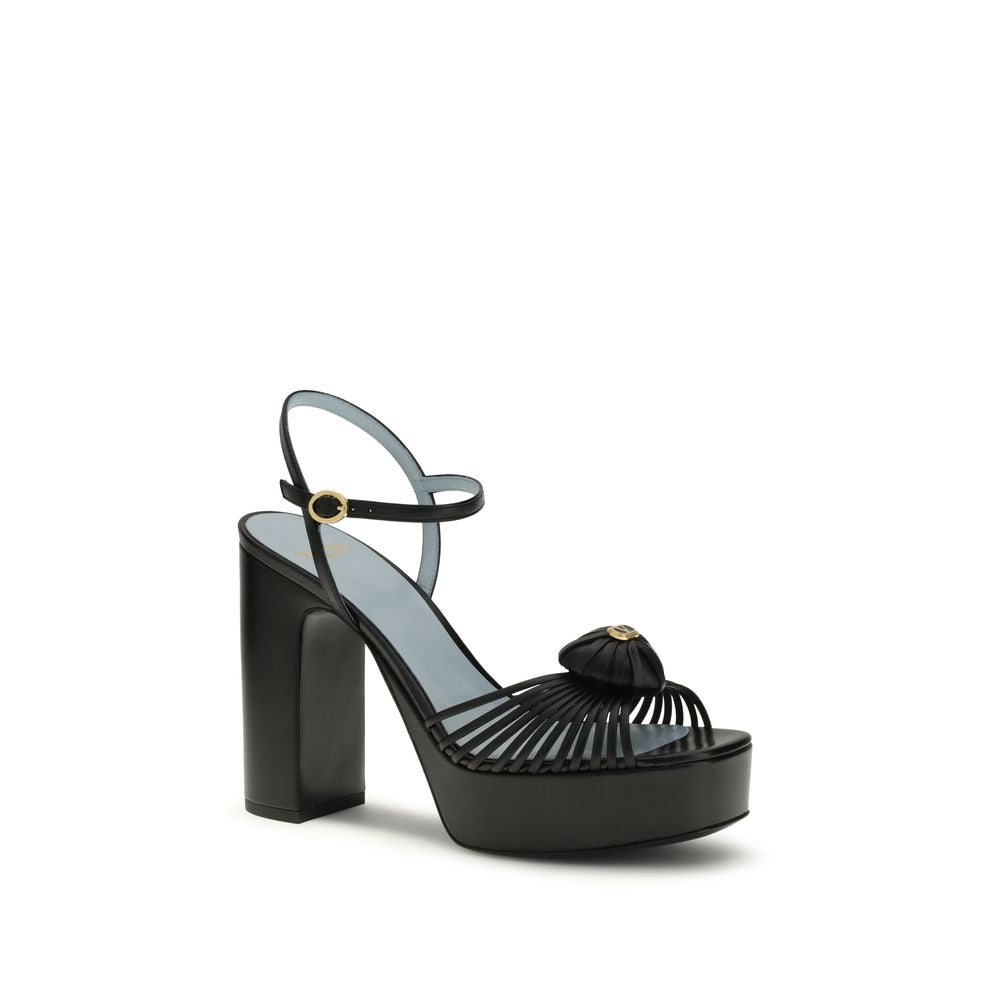 Valentino Garavani Black Goatskin Platform Sandals Curated Luxury Accessories by Orvyn