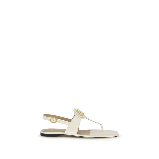 Valentino Garavani Beige Calf Leather Bos Taurus Flat Sandals Curated Luxury Accessories by Orvyn