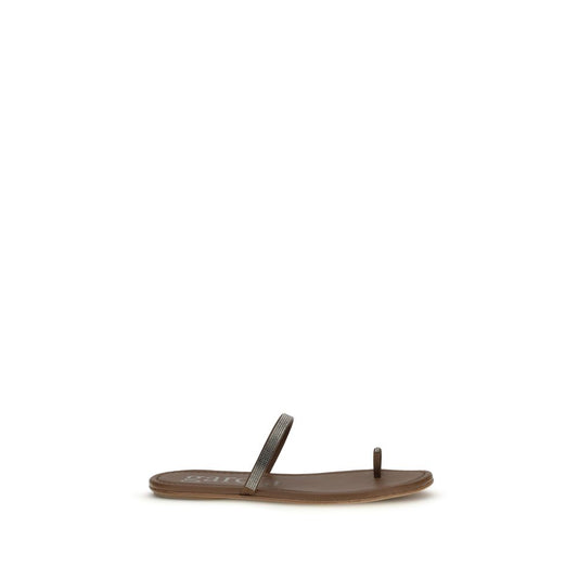 Pedro García Brown Silk Flat Sandals Curated Luxury Accessories by Orvyn