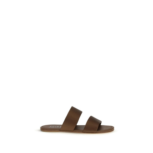 Pedro García Brown Silk Flat Sandals Curated Luxury Accessories by Orvyn