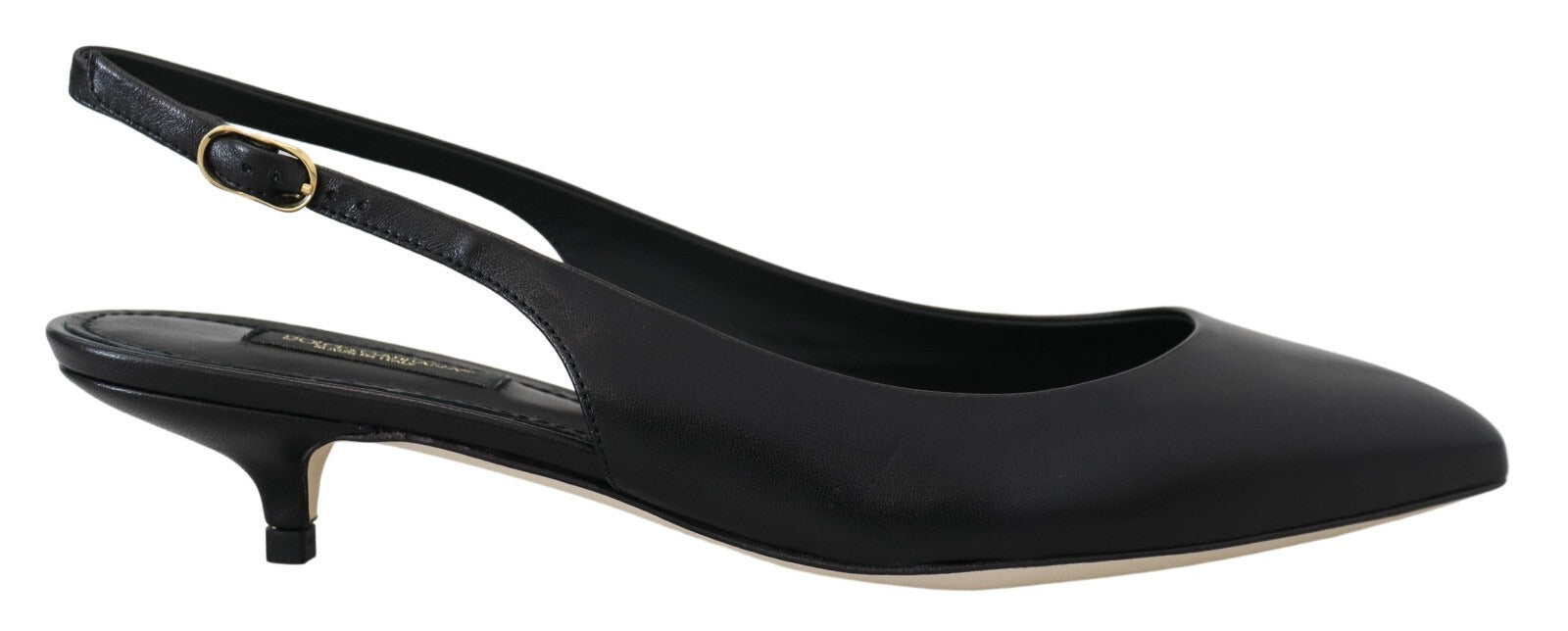 Dolce & Gabbana Black Leather Slingbacks Heels Pumps Shoes Curated Luxury Accessories by Orvyn