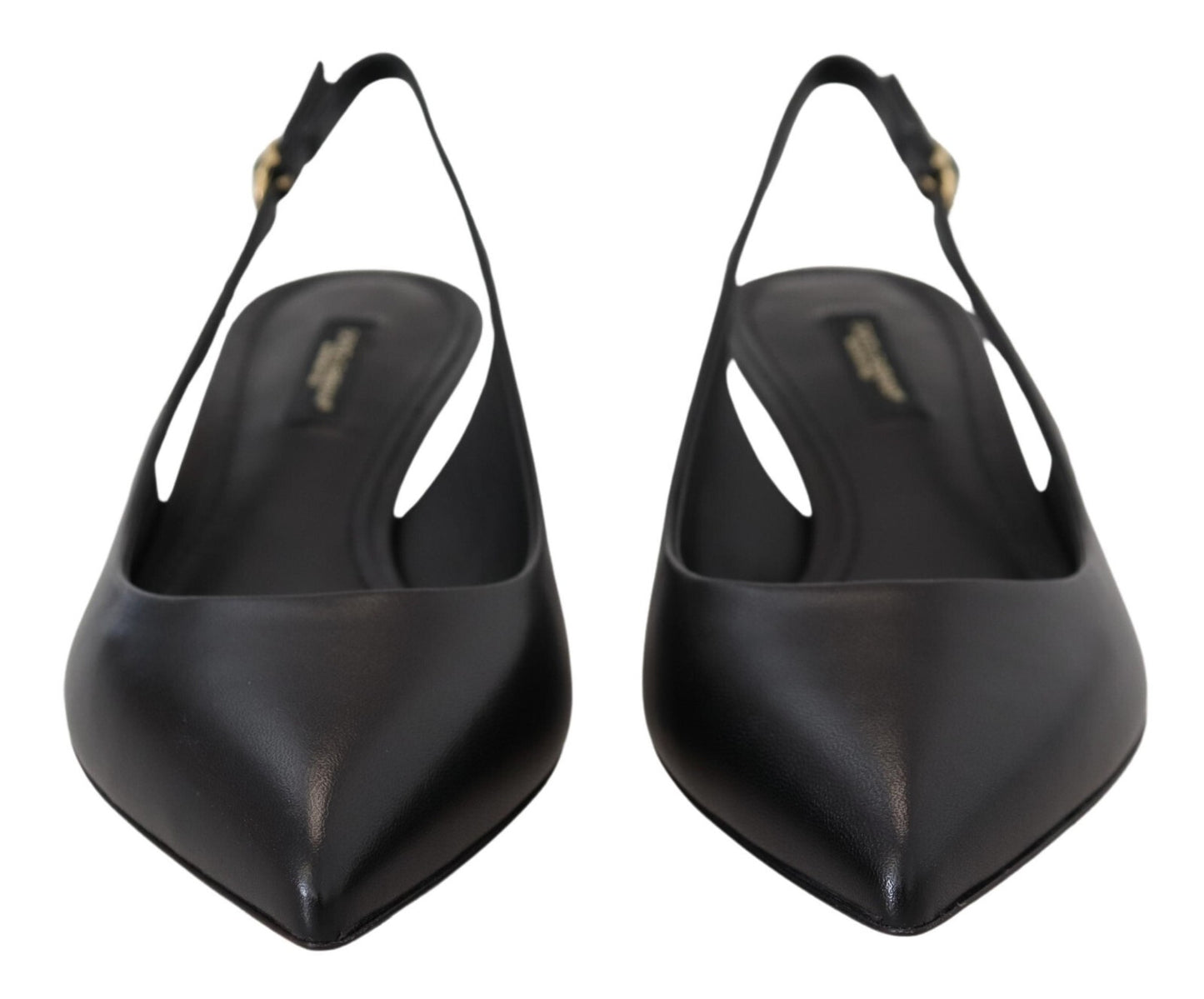Dolce & Gabbana Black Leather Slingbacks Heels Pumps Shoes Curated Luxury Accessories by Orvyn