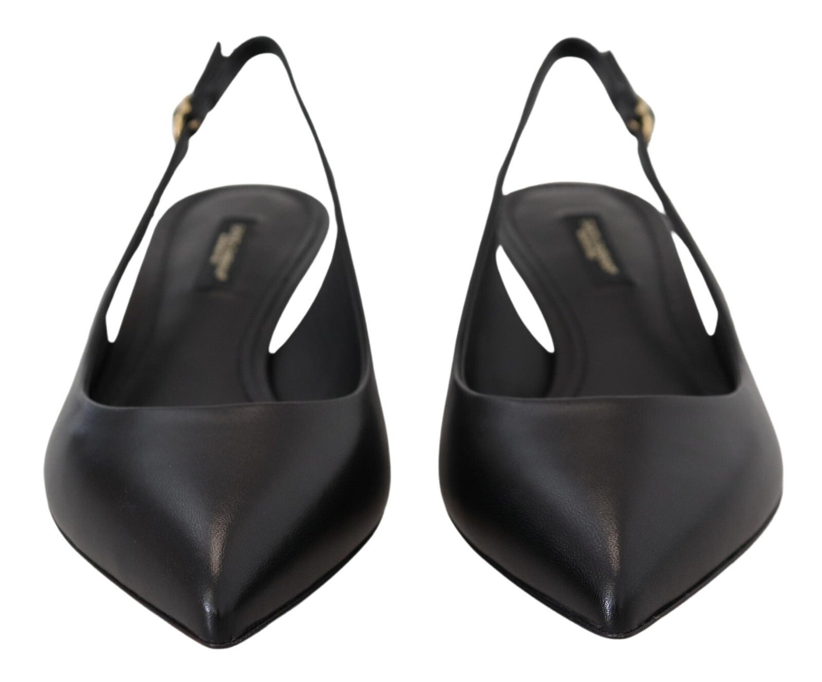 Dolce & Gabbana Black Leather Slingbacks Heels Pumps Shoes Curated Luxury Accessories by Orvyn