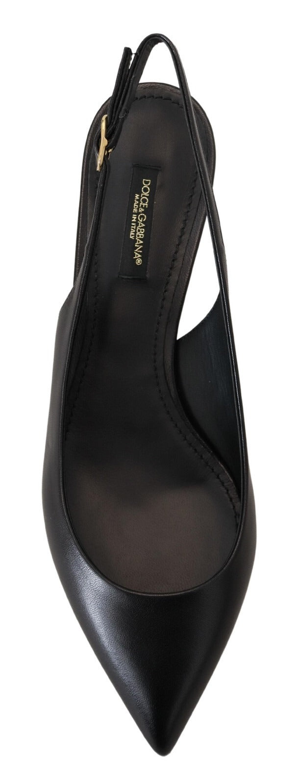 Dolce & Gabbana Black Leather Slingbacks Heels Pumps Shoes Curated Luxury Accessories by Orvyn