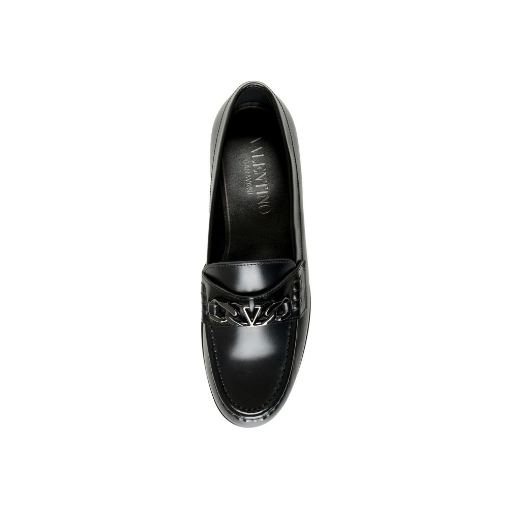 Valentino Garavani Black Leather Slip-On Loafers schwarz