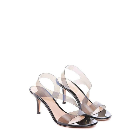Gianvito Rossi Black Rubber Stiletto Heel Sandals Curated Luxury Accessories by Orvyn