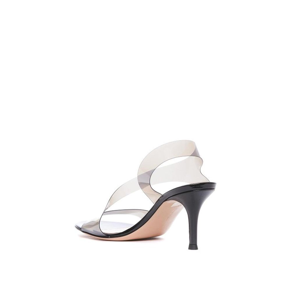 Gianvito Rossi Black Rubber Stiletto Heel Sandals Curated Luxury Accessories by Orvyn