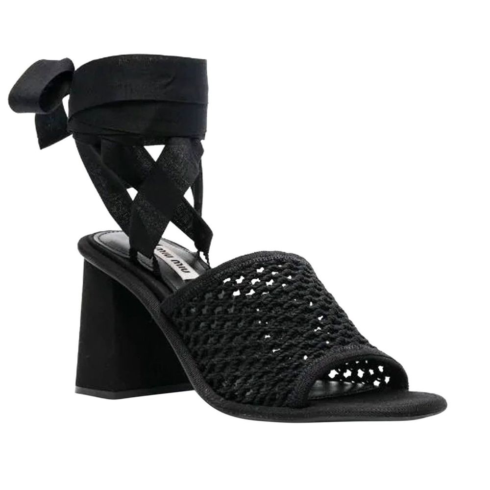 Miu Miu Black Fabric Strap-On Sandals Curated Luxury Accessories by Orvyn