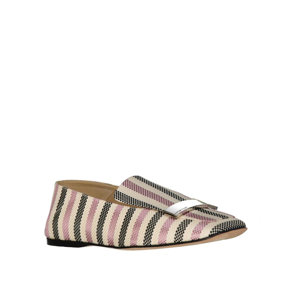 Sergio Rossi White Fabric Slip-On Loafers Curated Luxury Accessories by Orvyn