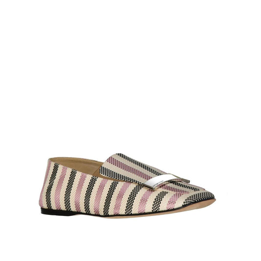 Sergio Rossi White Fabric Slip-On Loafers Curated Luxury Accessories by Orvyn