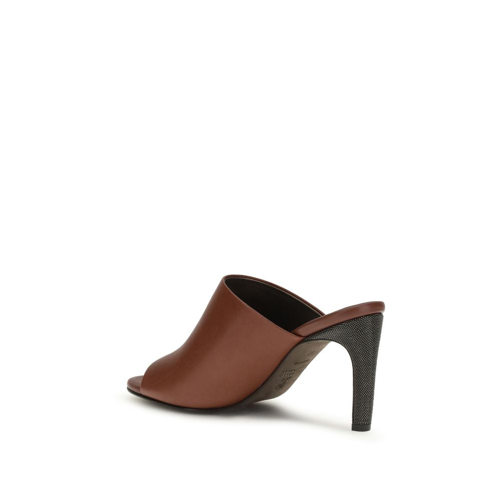 Brunello Cucinelli Brown Calf Leather Bos Taurus Sandals Curated Luxury Accessories by Orvyn
