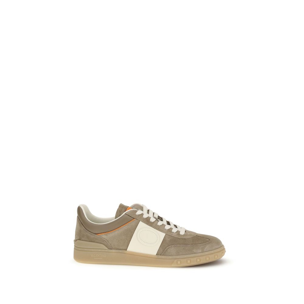 Valentino Garavani Beige Calf Leather Bos Taurus Low Top Sneakers Curated Luxury Accessories by Orvyn
