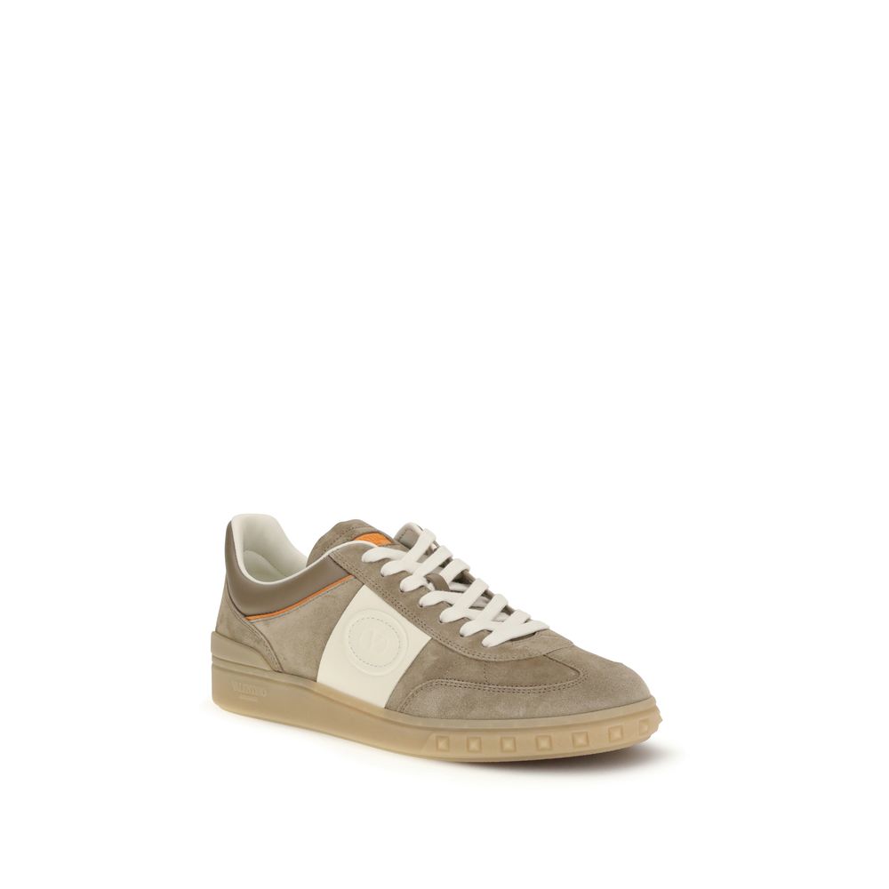 Valentino Garavani Beige Calf Leather Bos Taurus Low Top Sneakers Curated Luxury Accessories by Orvyn