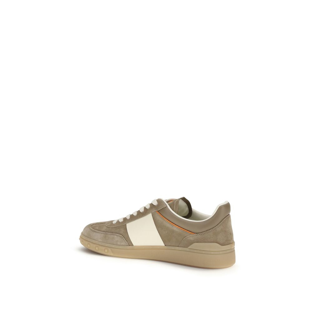 Valentino Garavani Beige Calf Leather Bos Taurus Low Top Sneakers Curated Luxury Accessories by Orvyn