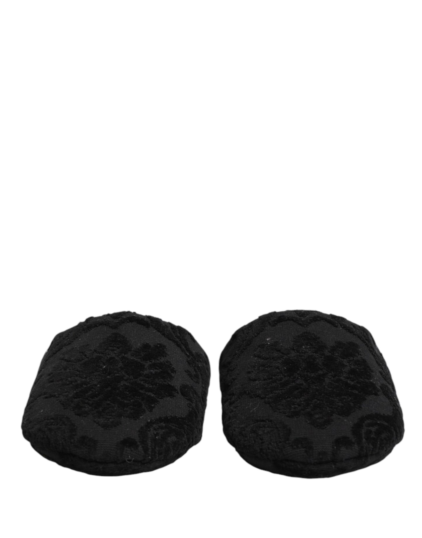 Dolce & Gabbana Black Logo Embroidered Slippers Flats Shoes Curated Luxury Accessories by Orvyn