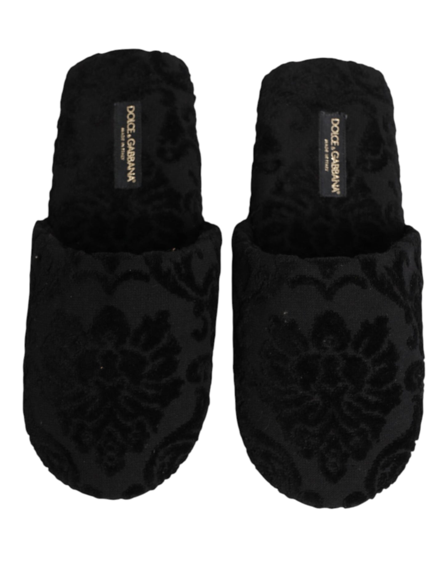 Dolce & Gabbana Black Logo Embroidered Slippers Flats Shoes Curated Luxury Accessories by Orvyn