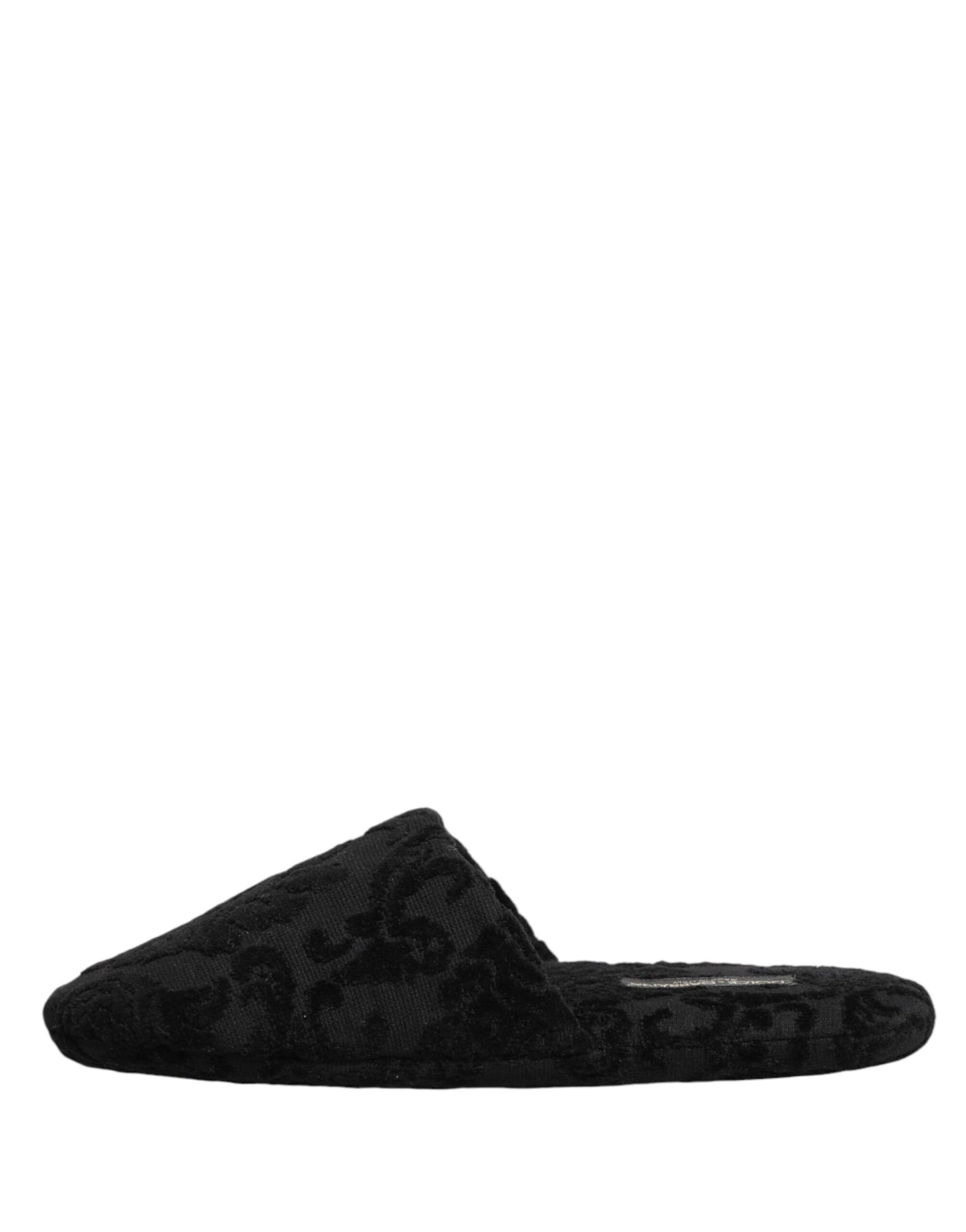 Dolce & Gabbana Black Logo Embroidered Slippers Flats Shoes Curated Luxury Accessories by Orvyn