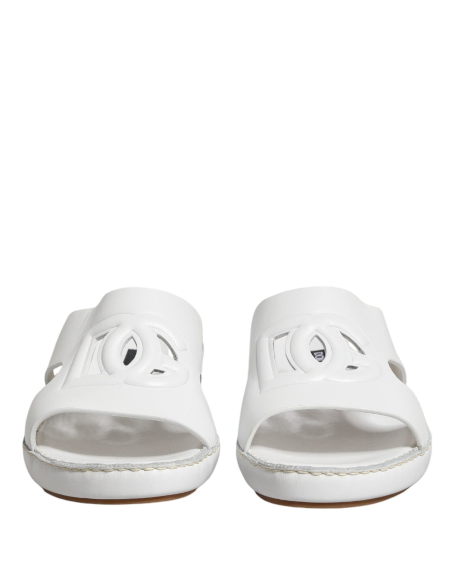 Dolce & Gabbana White DG Cutout Slides Slippers Flats Shoes Curated Luxury Accessories by Orvyn