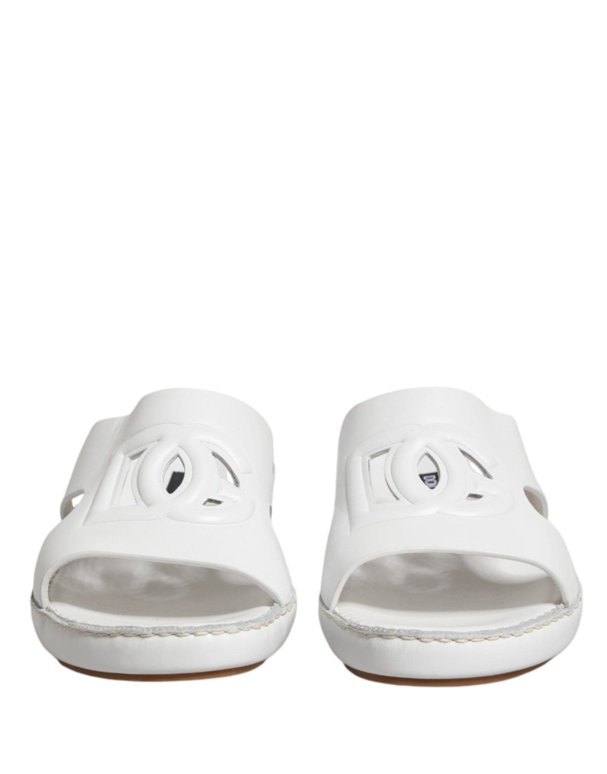 Dolce & Gabbana White DG Cutout Slides Slippers Flats Shoes Curated Luxury Accessories by Orvyn