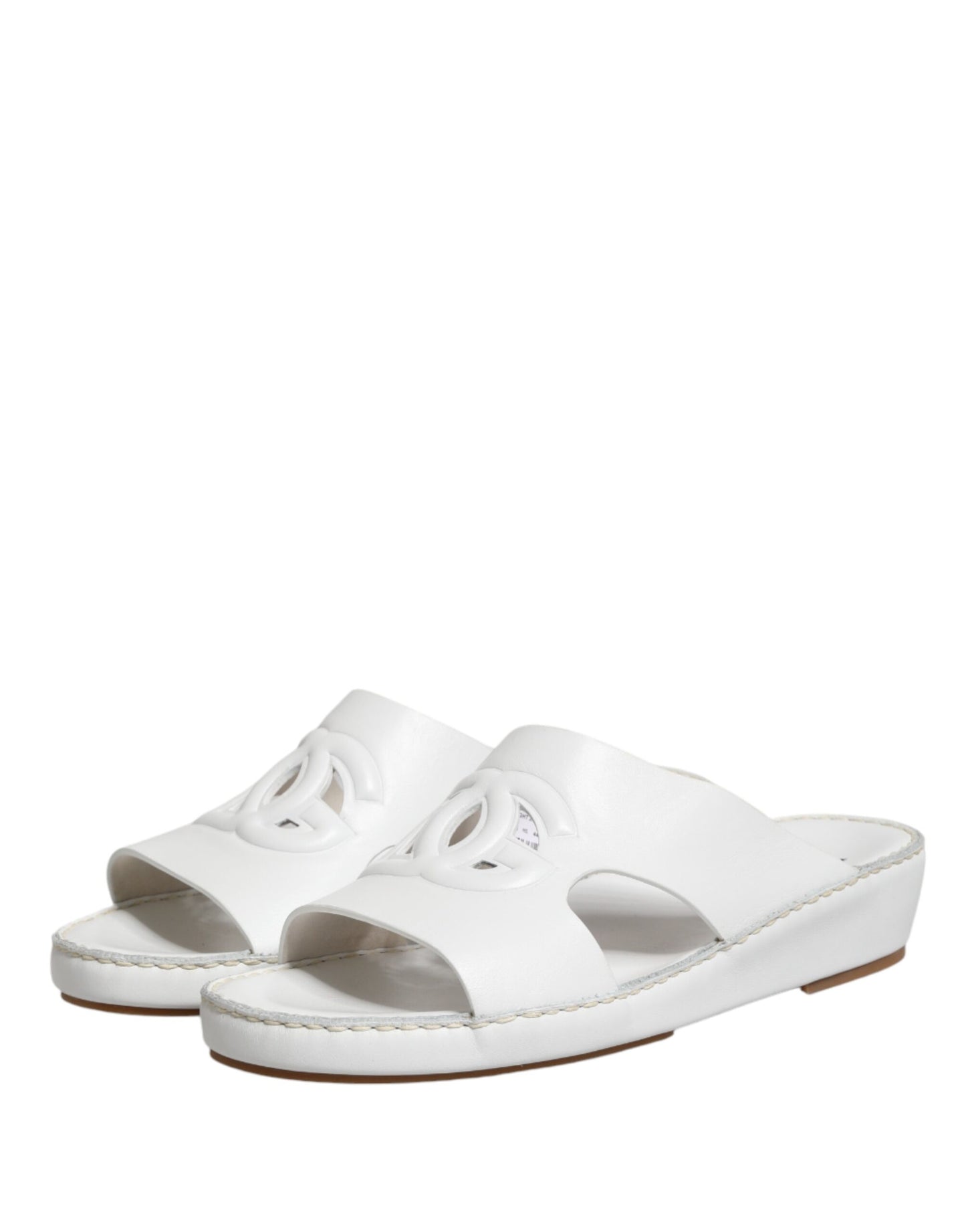 Dolce & Gabbana White DG Cutout Slides Slippers Flats Shoes Curated Luxury Accessories by Orvyn