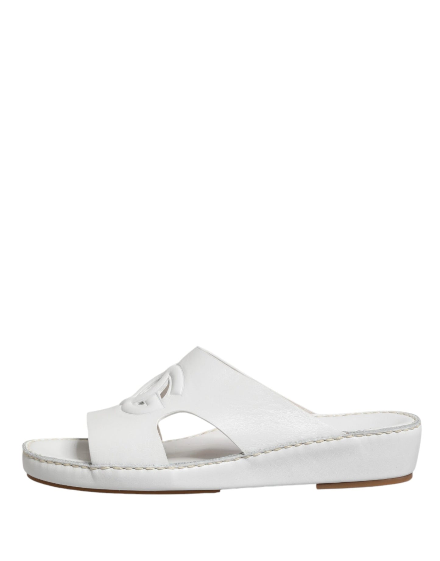 Dolce & Gabbana White DG Cutout Slides Slippers Flats Shoes Curated Luxury Accessories by Orvyn