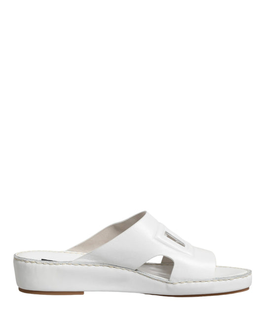 Dolce & Gabbana White DG Cutout Slides Slippers Flats Shoes Curated Luxury Accessories by Orvyn