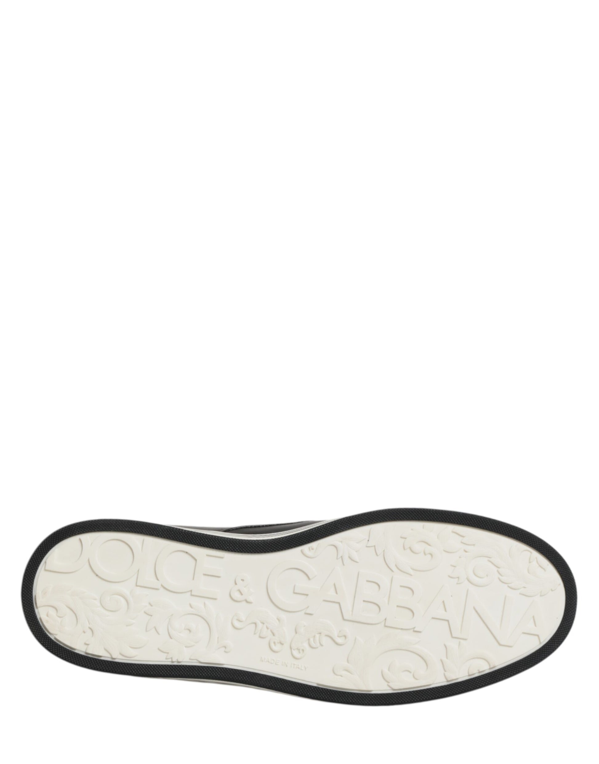 Dolce & Gabbana Black Leather Signature Figures Sneakers Shoes Curated Luxury Accessories by Orvyn