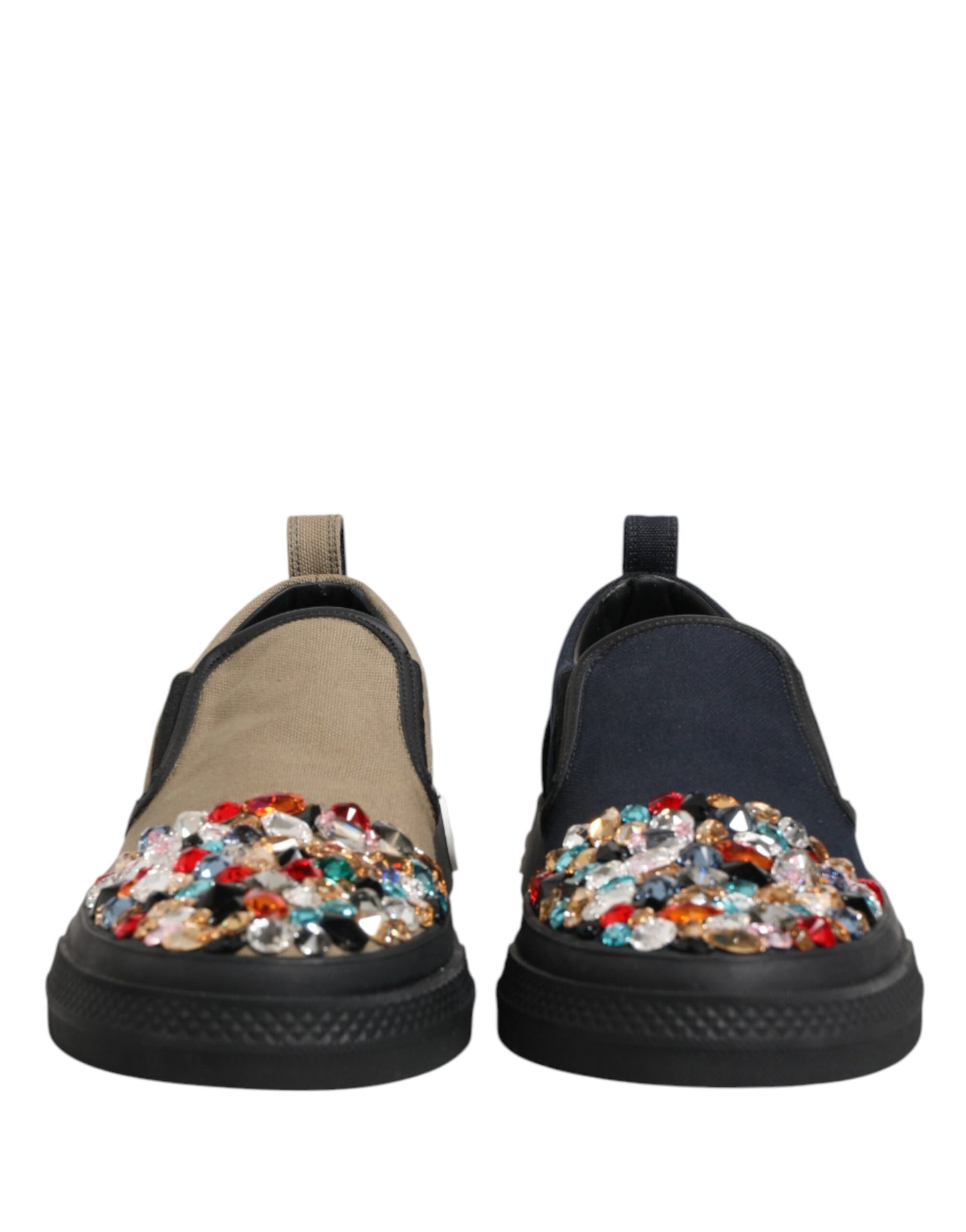 Dolce & Gabbana Blue Canvas Embellished Slip On Men Sneakers Shoes Curated Luxury Accessories by Orvyn