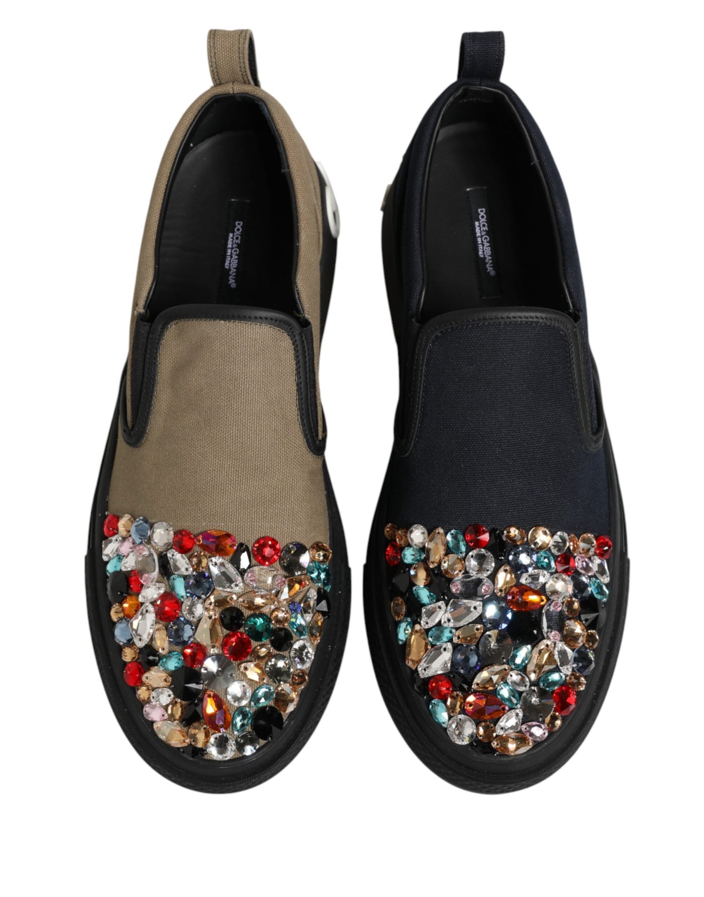 Dolce & Gabbana Blue Canvas Embellished Slip On Men Sneakers Shoes Curated Luxury Accessories by Orvyn
