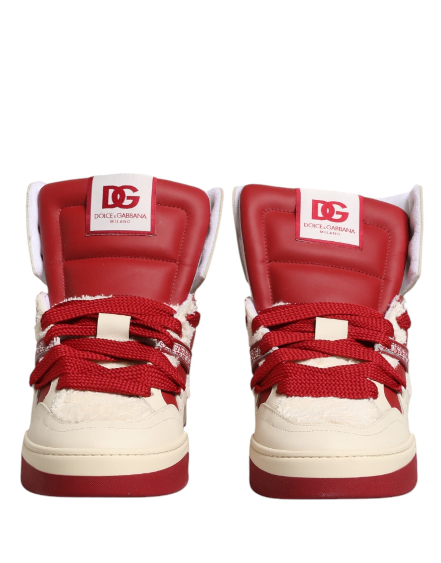 Dolce & Gabbana White Red Custom 2.Zero High Top Men Sneakers Shoes Curated Luxury Accessories by Orvyn