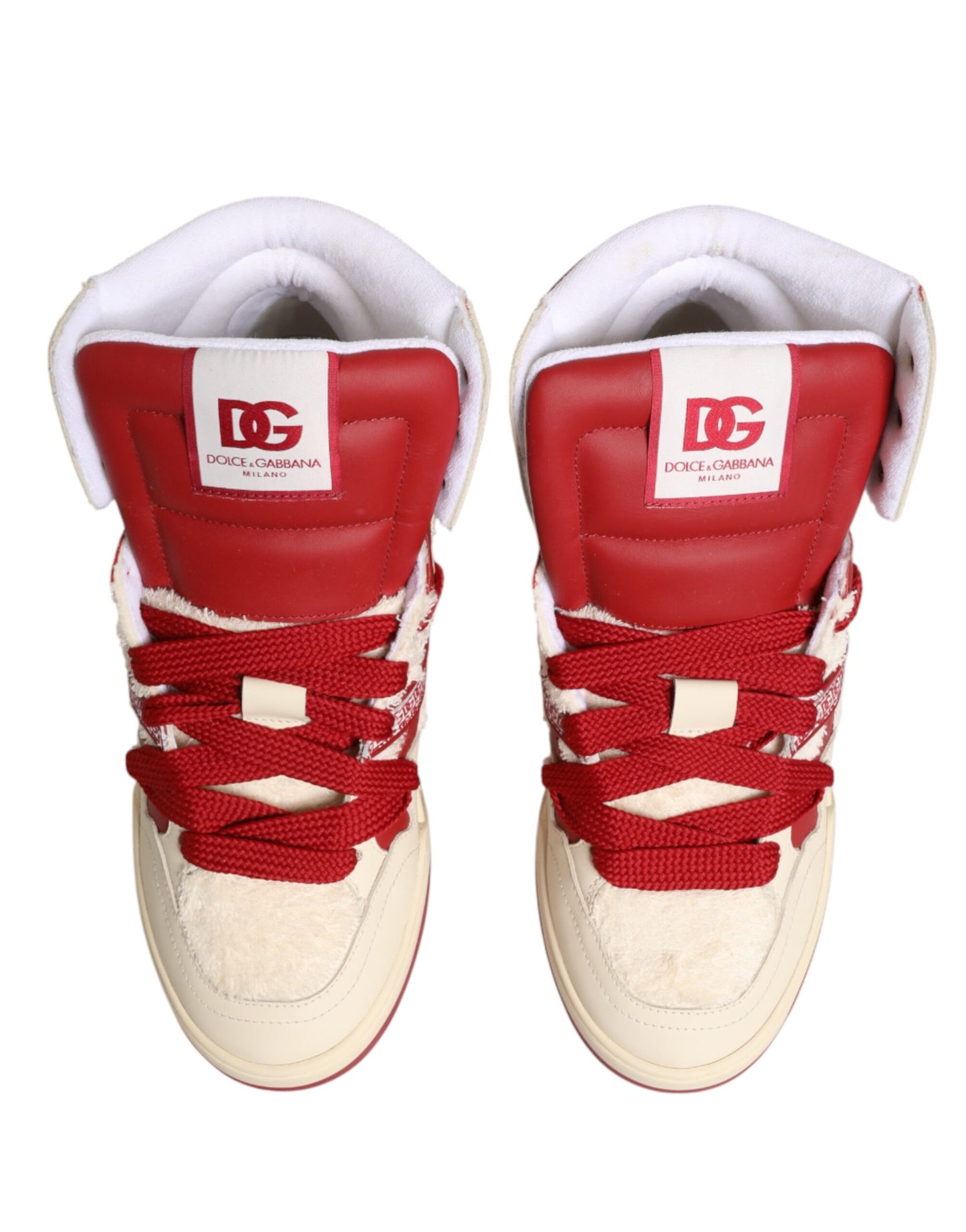 Dolce & Gabbana White Red Custom 2.Zero High Top Men Sneakers Shoes Curated Luxury Accessories by Orvyn