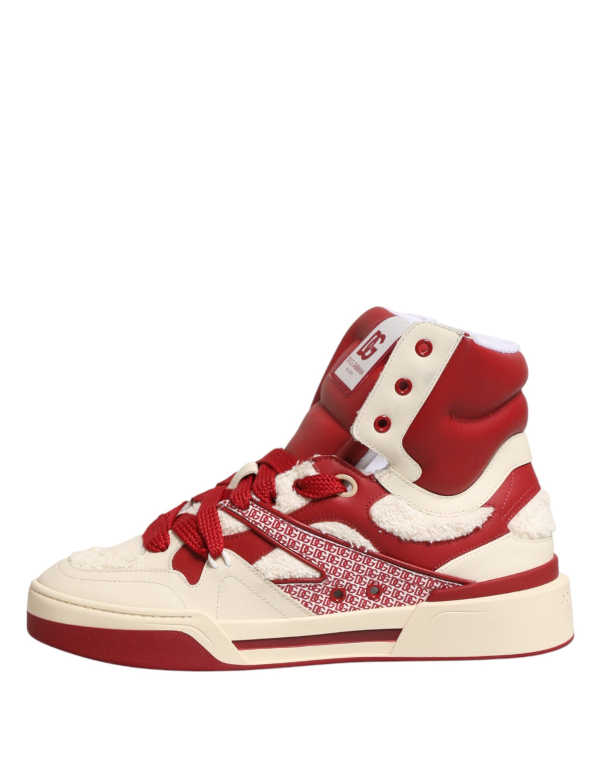 Dolce & Gabbana White Red Custom 2.Zero High Top Men Sneakers Shoes Curated Luxury Accessories by Orvyn