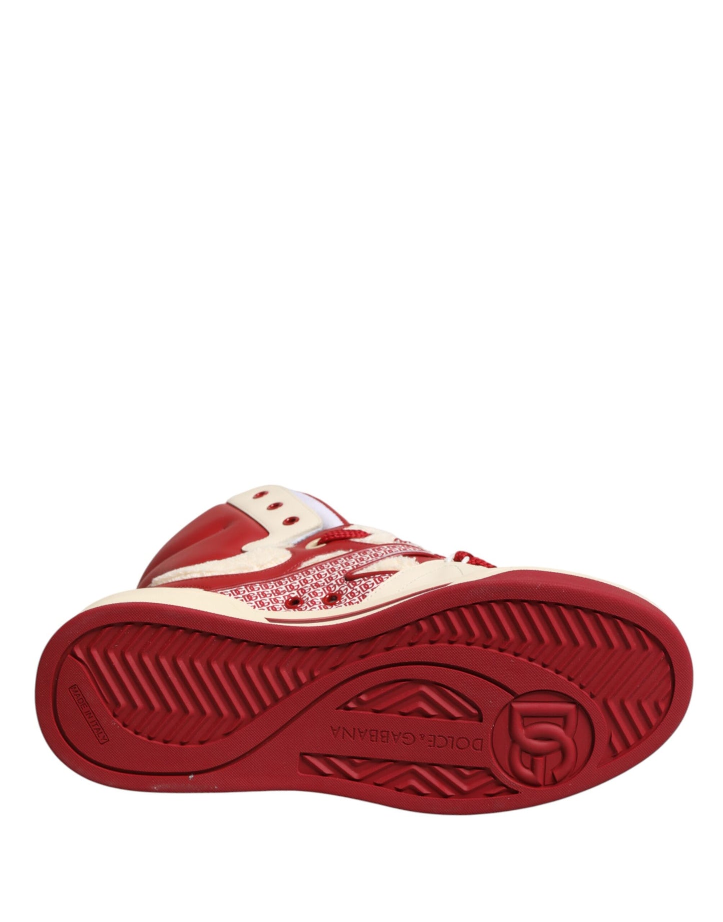 Dolce & Gabbana White Red Custom 2.Zero High Top Men Sneakers Shoes Curated Luxury Accessories by Orvyn