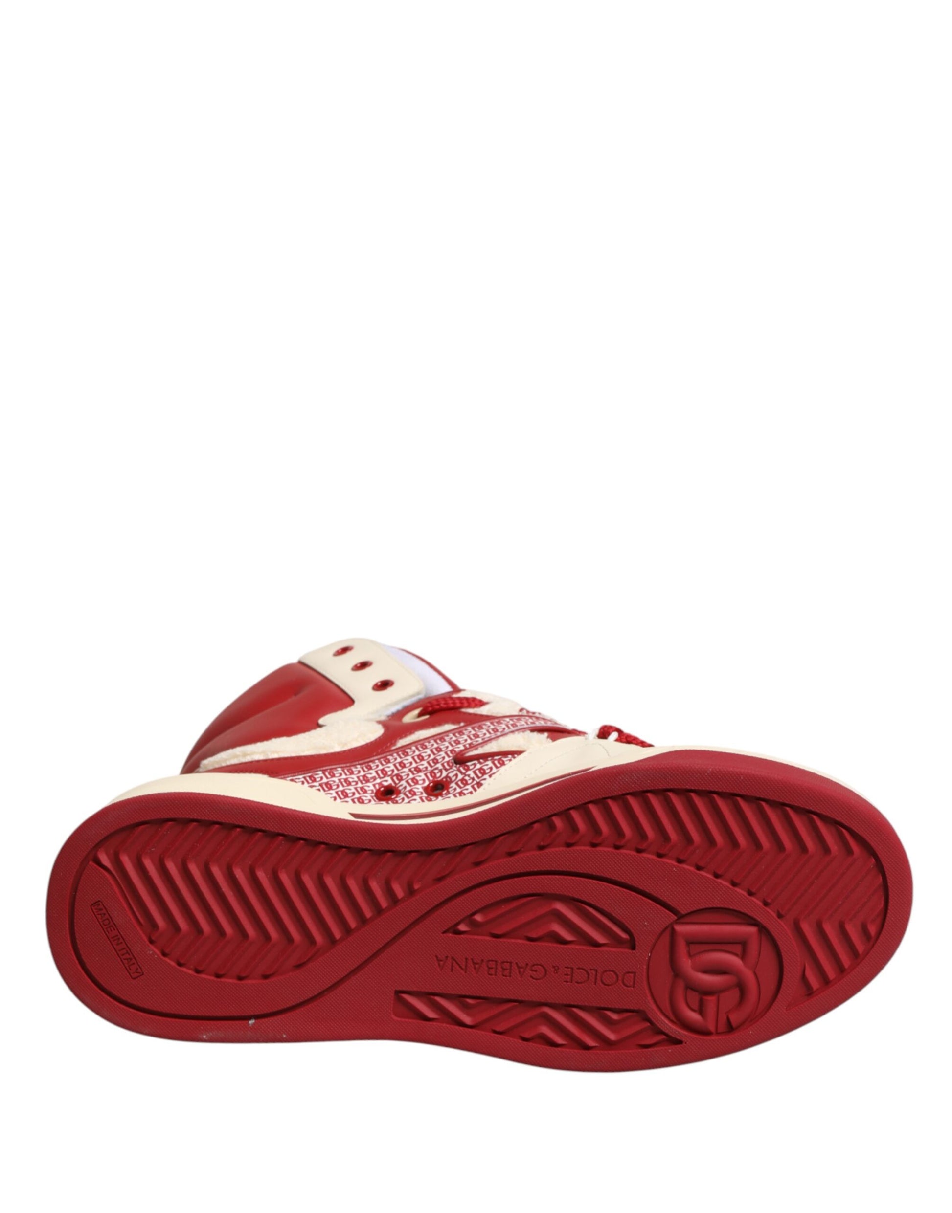 Dolce & Gabbana White Red Custom 2.Zero High Top Men Sneakers Shoes Curated Luxury Accessories by Orvyn