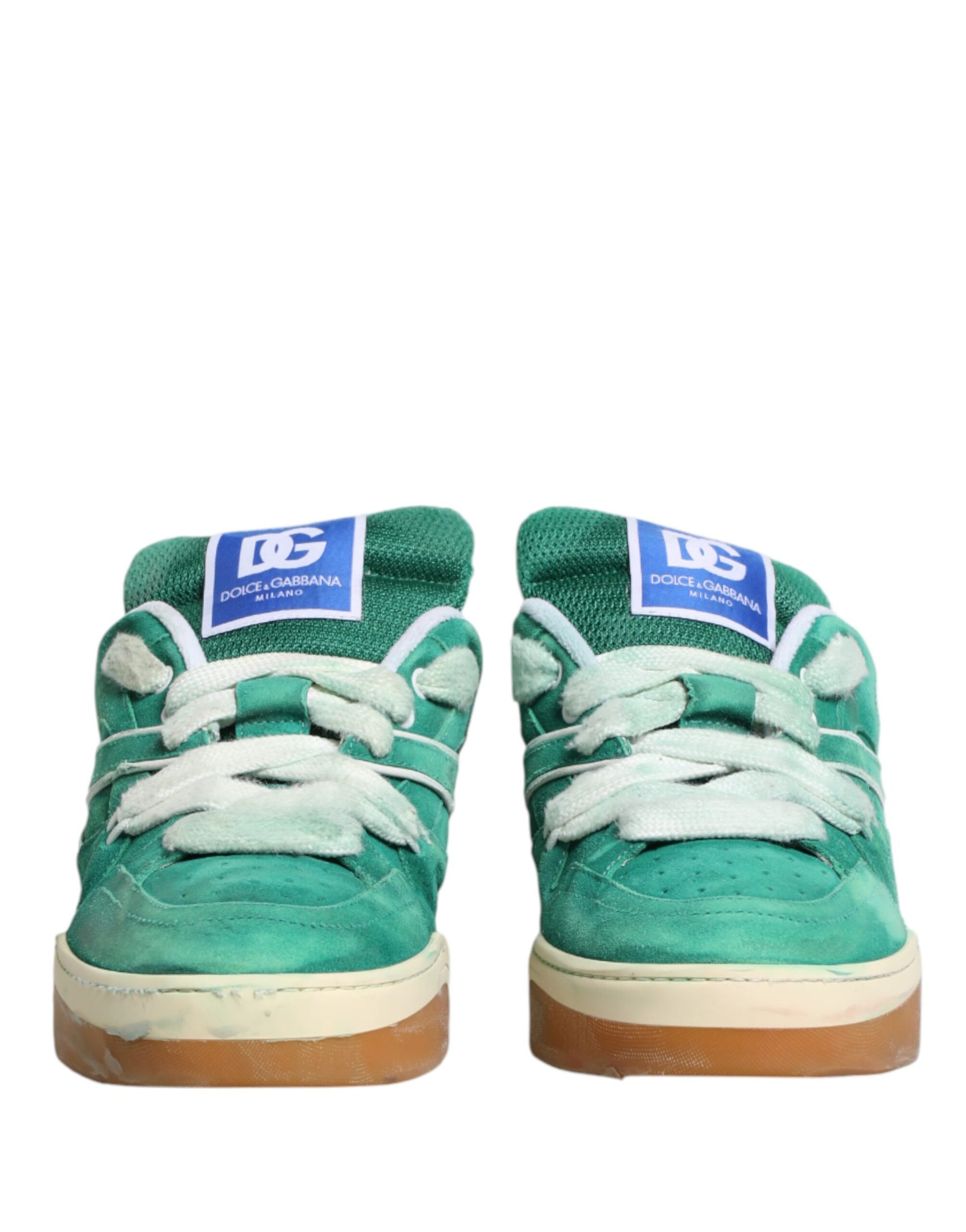 Dolce & Gabbana Green Suede New Roma Low Top Sneakers Shoes Curated Luxury Accessories by Orvyn