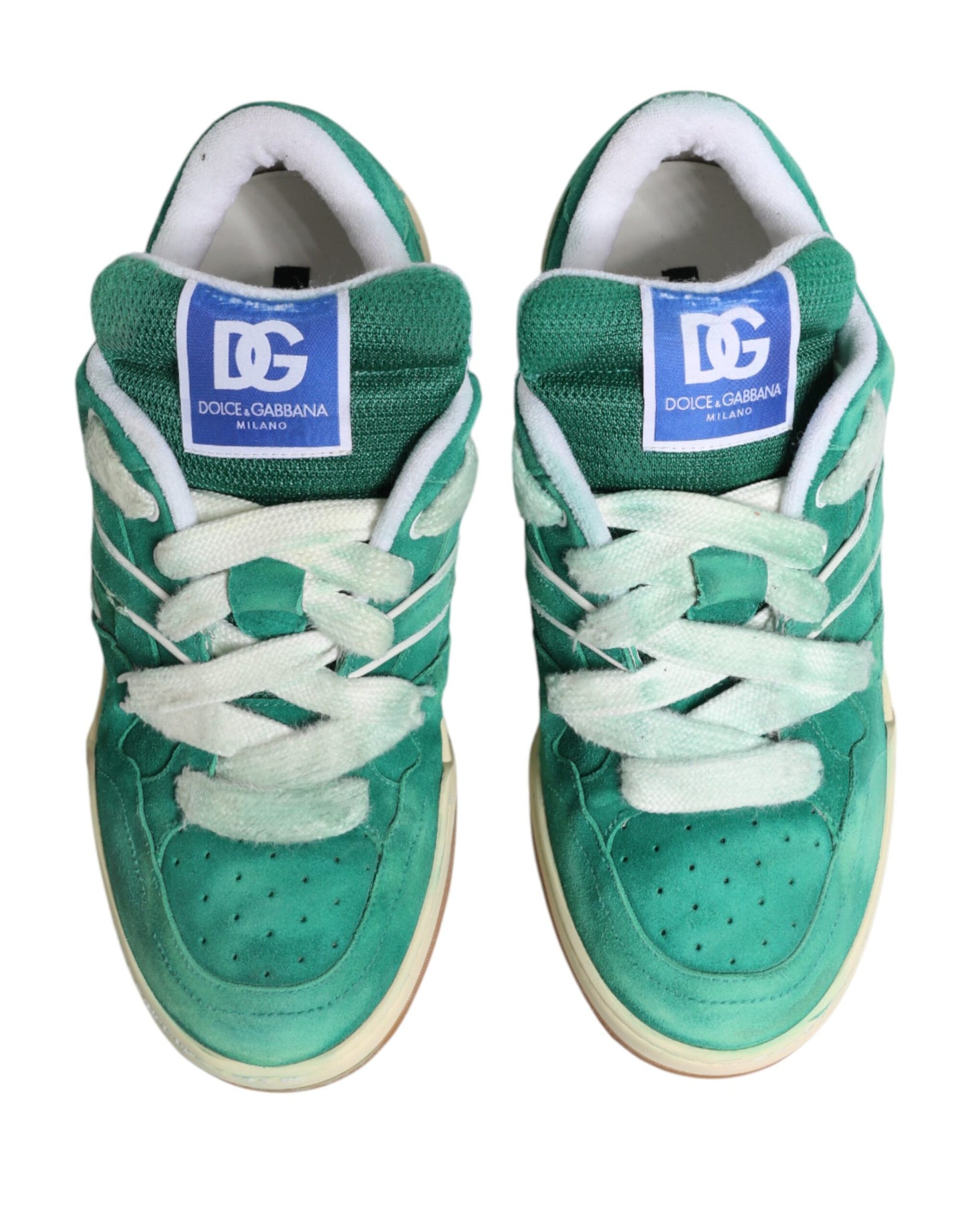 Dolce & Gabbana Green Suede New Roma Low Top Sneakers Shoes Curated Luxury Accessories by Orvyn