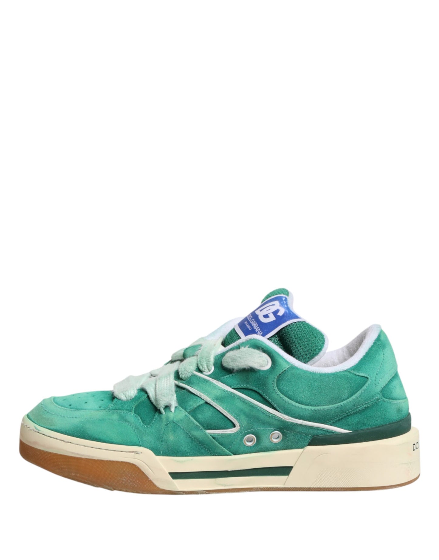 Dolce & Gabbana Green Suede New Roma Low Top Sneakers Shoes Curated Luxury Accessories by Orvyn