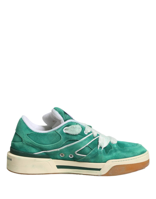 Dolce & Gabbana Green Suede New Roma Low Top Sneakers Shoes Curated Luxury Accessories by Orvyn