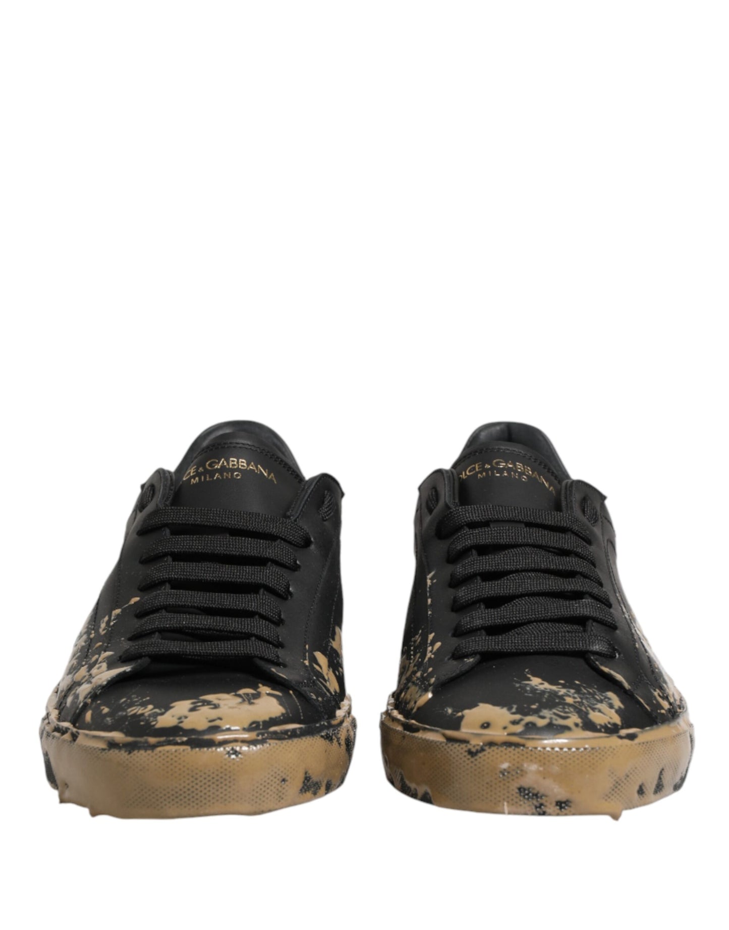 Dolce & Gabbana Black Portofino Mud Effect Low Top Sneakers Shoes Curated Luxury Accessories by Orvyn