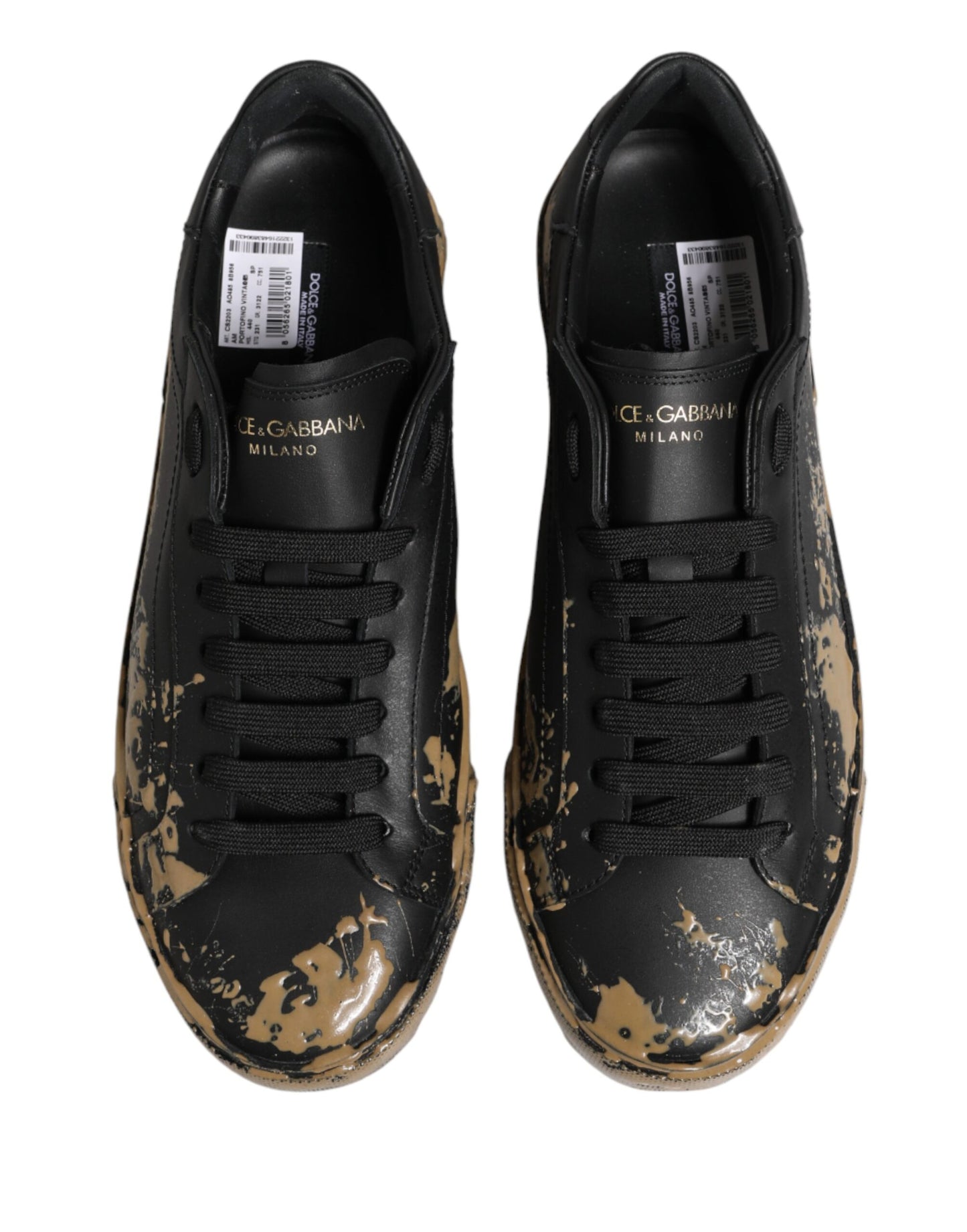 Dolce & Gabbana Black Portofino Mud Effect Low Top Sneakers Shoes Curated Luxury Accessories by Orvyn