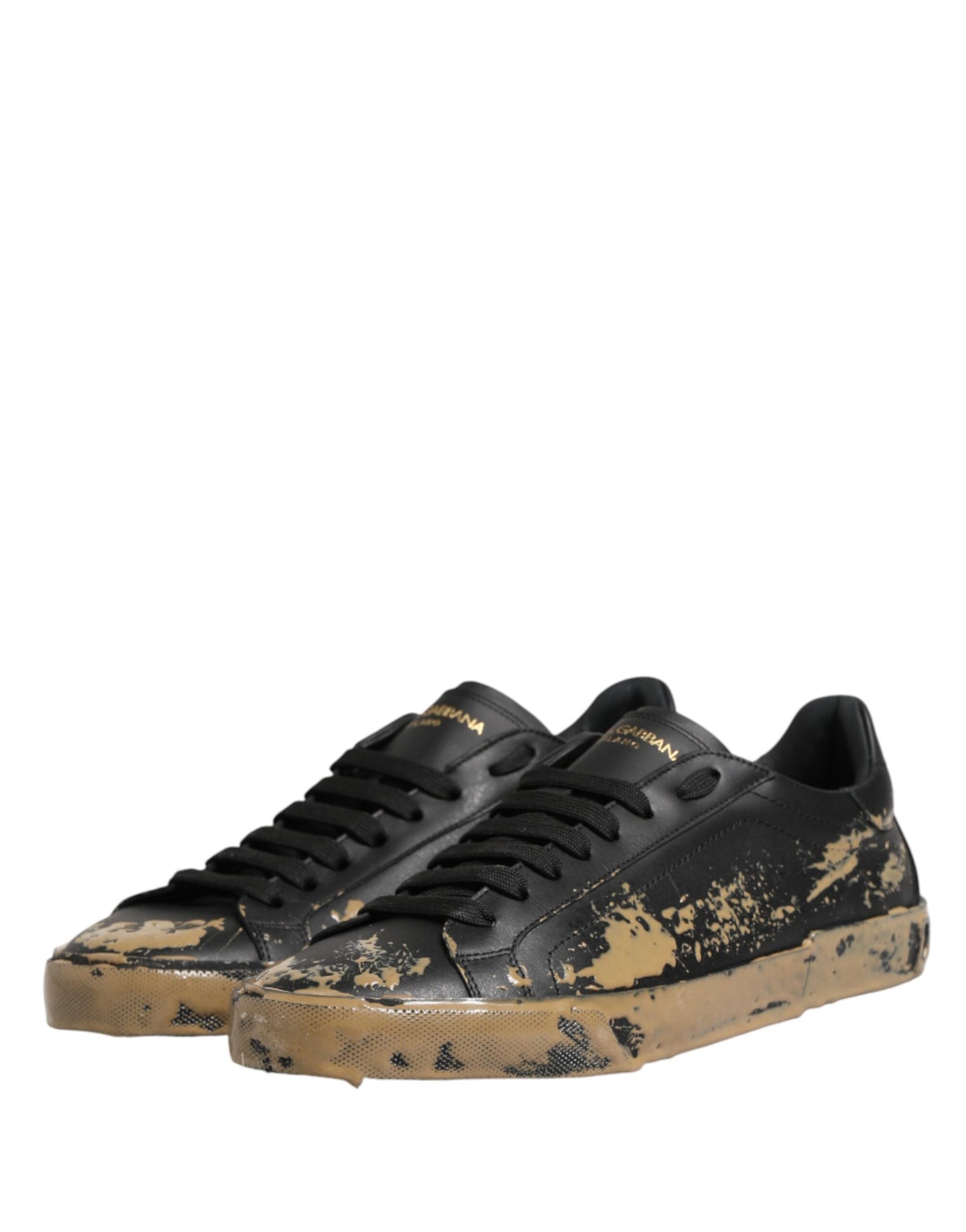 Dolce & Gabbana Black Portofino Mud Effect Low Top Sneakers Shoes Curated Luxury Accessories by Orvyn