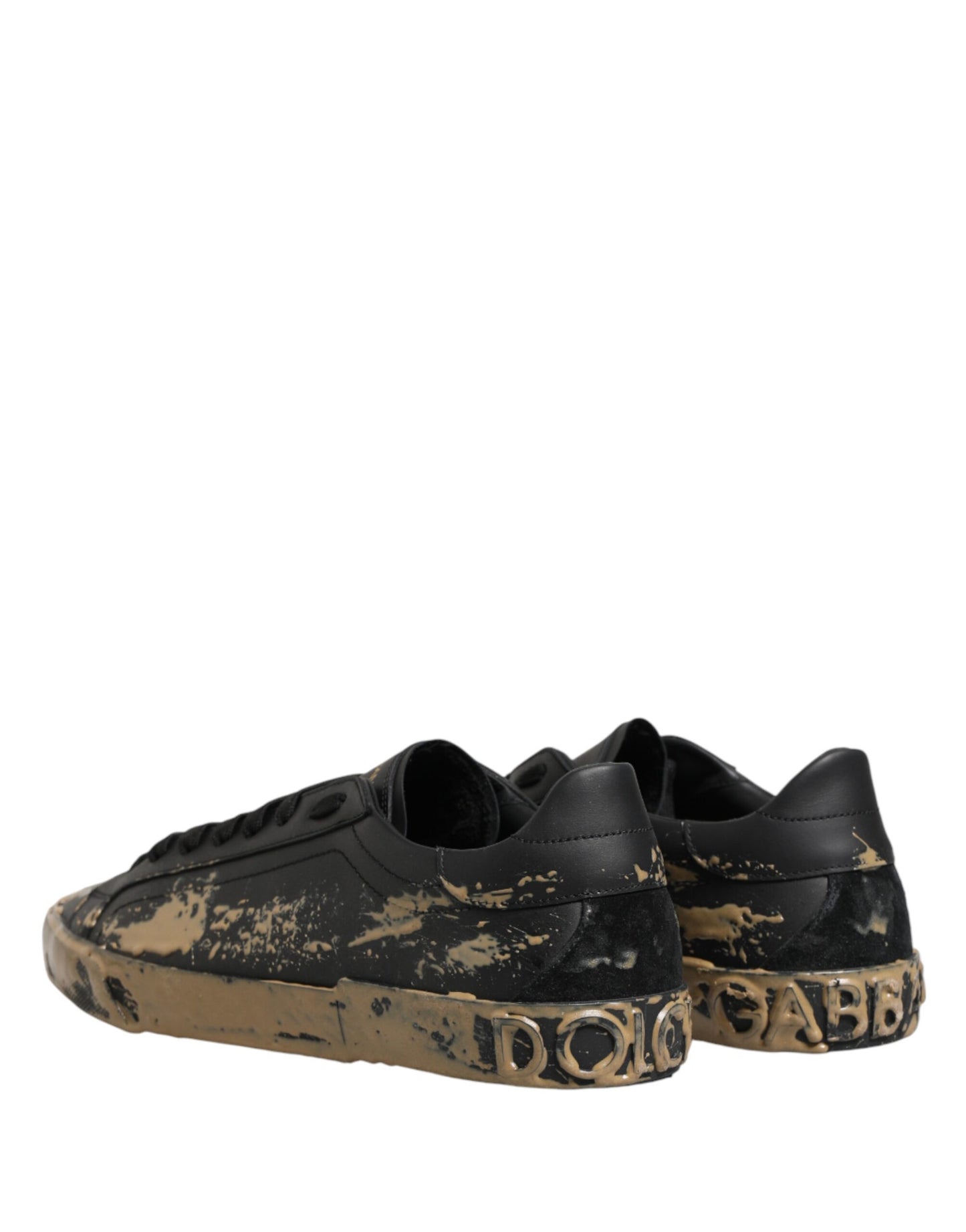 Dolce & Gabbana Black Portofino Mud Effect Low Top Sneakers Shoes Curated Luxury Accessories by Orvyn