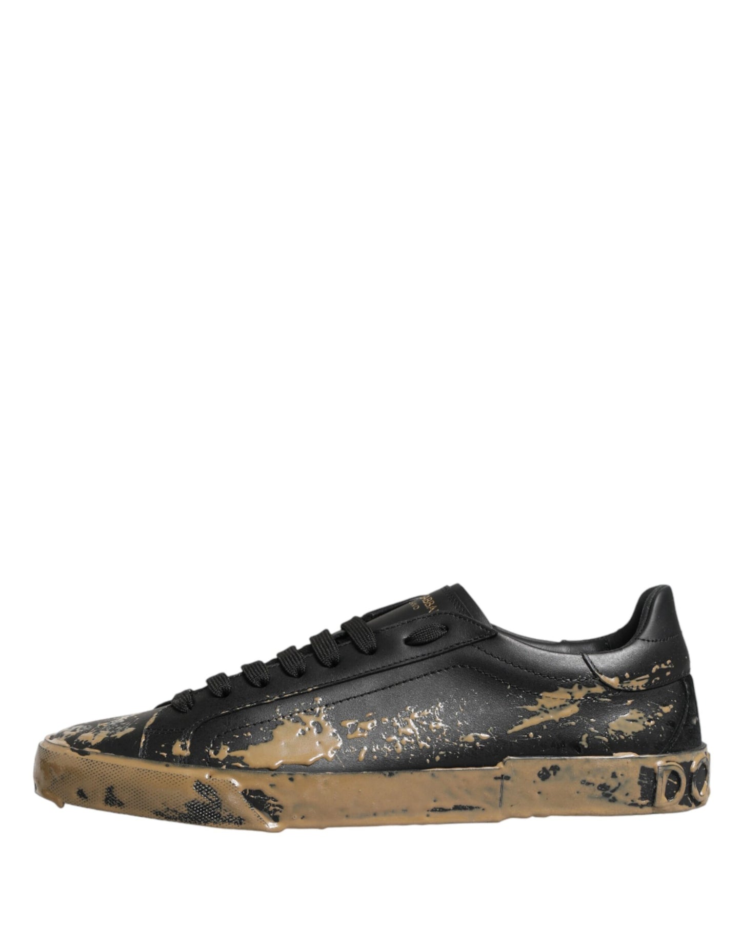 Dolce & Gabbana Black Portofino Mud Effect Low Top Sneakers Shoes Curated Luxury Accessories by Orvyn