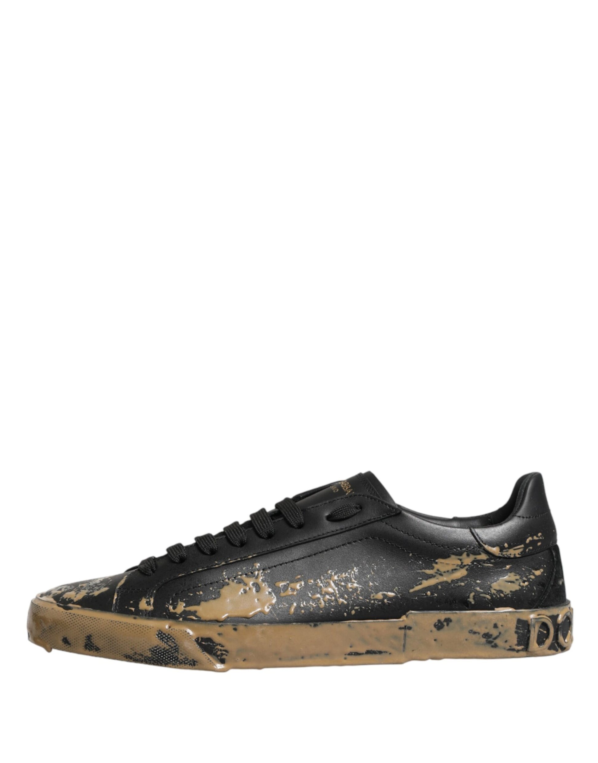 Dolce & Gabbana Black Portofino Mud Effect Low Top Sneakers Shoes Curated Luxury Accessories by Orvyn