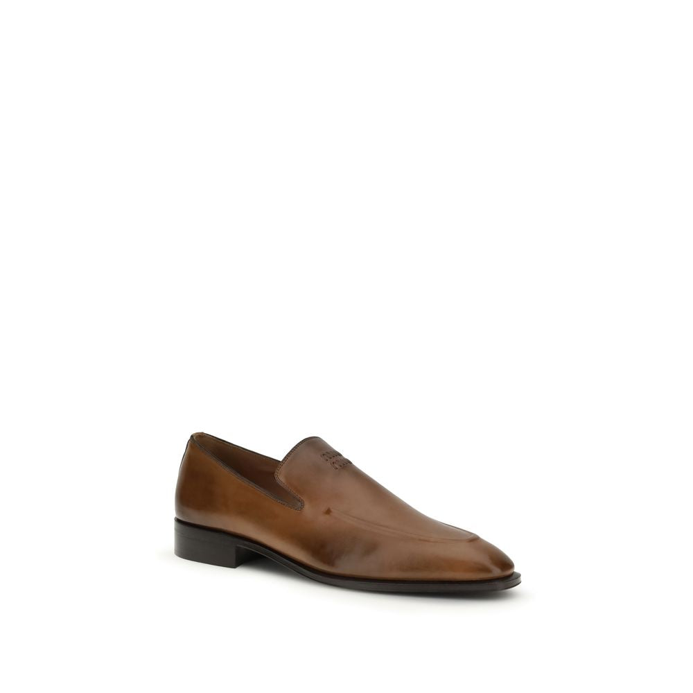Miu Miu Brown Calf Leather Bos Taurus Slip-On Loafers Curated Luxury Accessories by Orvyn